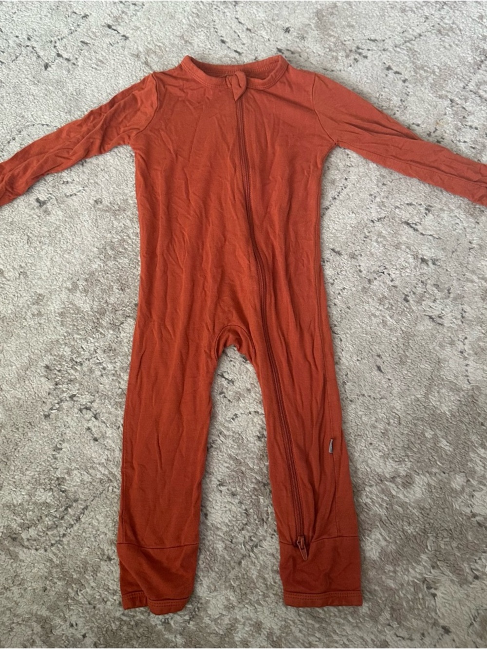 Kyte BABY Long Sleeve Zip Footie - Rust Orange